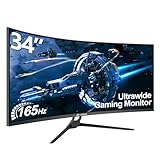 CRUA Gaming Monitor 34 Zoll (86cm Bildschirm) WQHD, 165Hz DP, 144Hz HDMI, 1ms (VRB), 2xHDMI 2.0, DP 1.4, Curved, höhenverstellbar, DP/HDMI FreeSync Premium