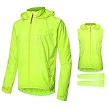 SFITVE 2 in 1 Outdoor Fahrradjacke Herren Atmungsaktiv Sommer,Wasserdicht Fahrradweste Herren Reflektierend mit Abnehmbaren Ärmeln,UV-Schutz Ultraleichte Mountainbike Jacket(Size:4XL)