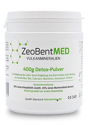 ZeoBent MED Detox-Pulver 400 g, von Ärzten empfohlen, Apothekenqualität, Laboranalyse, Zeolith und Bentonit Mischung zur Entgiftung und Entschlackung