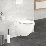 LuxeBath Wand WC Spülrandlos mit Bidet-Funktion, Weiß, Tiefspüler Keramik Hänge WC, kurz 49 cm, Dusch WC, Softclose-Klodeckel, Tornadospülung, Glänzende Kloschüssel Hängend mit WC-Sitz Absenkautomatik