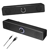 SHINEOFI Kompakte Soundbar mit Subwoofer Aux Lautsprecher für PC Tablet Telefon Perfekter für Gaming Heimkino Tragbares Soundsystem
