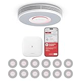 X-Sense Smarter Rauchmelder WLAN mit Sprachausgabe und 17 Standorten, Feuermelder, Rauchmelder vernetzt, 33 mm, Brandmelder mit SBS50 Basisstation, XS0BMR121, 12 Stück