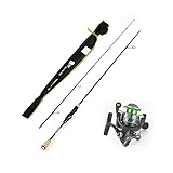 Zite Fishing Trout Spoon Rute mit Rolle im Set | Carbon Forellen Spinnrute Ultra Light 190cm 2-5g + UL Rolle 1000 3+1BB | Combo Angelset Spinnfischen