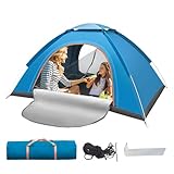 Pop-up-Zelt für den Außenbereich – Familienzelt für Camping, tragbar, wasserdicht, UV-Schutz, einfach zu montieren, für 2 Personen, mit Fliegengittertür, Sonnenschutz, , Wandern