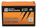 LIONTRON LiFePO4 12,8V 150Ah LX; 1920Wh;  3000 Zyklen bei 90% Entladungstiefe (DOD) mit BMS und Bluetooth Überwachung; für Wohnmobil oder Boot 355x170x262mm - LISMART12150LX