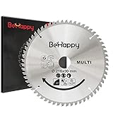 BeHappy Kreissägeblatt Metall, Handkreissägeblatt 216 x 1.6/2.4 x 30 mm, Kreissägeblätter 60 Zähne für Holz, Metall, Aluminium