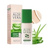 Flawless Foundation, Aloe Vera Matte Foundation mit Hoher Deckkraft, Liquid Primer Makeup für Wasserfestes Langanhaltendes, Watery und Smooth, Feuchtigkeitsspendende, Natürlich Makeup Finish(Ivory)