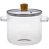 QOCAN Pot Glas-Kochtopf mit Deckel, 1,6 l, hitzebeständiger Kochtopf mit hohem Borosilikatgehalt, transparente Töpfe zum Kochen, Simmertopf