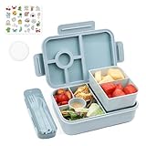 Bugucat Brotdose Kinder mit Fächern 1300ML 3PCS, Lunchbox Kinder Auslaufsicher mit 4 Fächern, Bento Box Lunch Box mit Fächern für Erwachsene, Frühstücksbox Vesperdose für Jungen&Mädchen Blau