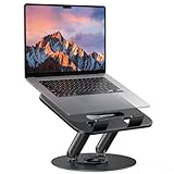 OMOTON Laptop Ständer, Schwenkbarer Laptopständer mit 360° drehbarer Metallbasis, Ergonomischer Laptop-Riser für die Arbeit, Einfache Aufbewahrung, Passend für MacBook/Laptops bis zu 16 Zoll