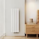 EMKE Heizkörper Klein 900x300 mm, Vertikal Heizkörper Flach Badezimmer Flachheizkörper Mittelanschluss Design Paneelheizkörper Einlagig Wandheizkörper 403 Watt Weiß