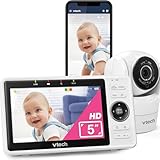 Vtech VM901-1W WiFi-Kamera, Intelligentes Babyphone mit 5-Zoll-HD-Display, 1080p-neigbarer/schwenkbarer Kamera und App, 120°-Weitwinkelansicht, funktioniert iOS, Android