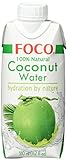 FOCO Kokoswasser, pur, erfrischender Durstlöscher, Sportgetränk, kalorienarm, von Natur aus vegan, 100 % Kokosnusswasser - 12 x 330 ml