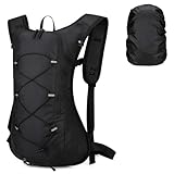 Zimoer Fahrradrucksack klein mit Regenschutz und Helmnetz, Ultraleicht 7L MTB Rucksack Herren Damen, Wasserdichter Wanderrucksack für Outdoor-Sport Reisen Wandern Camping Radfahren