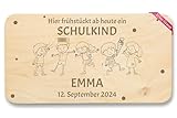 Frühstücksbrettchen Holz - Hier frühstückt ab heute ein Schulkind 2024 | Schulanfang Geschenk für Junge und Mädchen | Frühstücksbrett Einschulung | Geschenke für Schulkinder Schulstart |