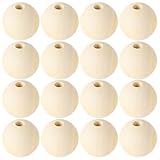 40 Stück Holzperlen 20mm Mit Loch,Holzkugeln 20mm Mit Loch,Holzperlen Natur 20mm,Holzkugeln zum Basteln,Holz Perlen,Wooden Beads,Holzperlen Groß,für Dekorationen, Armbändern,DIY(40,20mm)