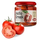 Hello Greek Dimitra Sonnengetrocknete Tomaten 600 g – Mariniert in Öl Mit Griechischen Kräutern, Vegan – Ideal Für Pizza, Pasta, Salate Und Sandwiches