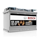 Bosch S5 A08 Autobatterie 70 Ah - 760 A - 12 V, AGM Blei-Säure-Batterie für Fahrzeuge mit Start-Stopp-Automatik und Bremsenergierückgewinnung - Polarität: links - rechts +, 278 x 175 x 190 mm