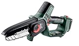 metabo Akku-Gehölzsäge MS 18 LTX 15 - 18V, 15 cm Schwertlänge - Ideal für Baumschnitt und Grünschnitt, hohe Kettengeschwindigkeit - Leicht und handlich - Inkl. metaBOX