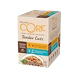 Wellness CORE Tender Cuts, Hühnchen Selection Mix, 6 x 85 g, Nassfutter für ausgewachsene Katzen in Sauce, ohne Zuckerzusatz, getreidefrei, mit hohem Fleischanteil