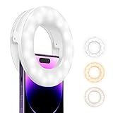 ATUMTEK Ringlicht Handy Selfie Licht - LED Licht Aufsatz für iPhone/Smartphone, 3 Farbmodi & 4 Helligkeiten, USB Wiederaufladbares Clip-On Lichts für Selfies, Videoanrufe, Zoom, Make-up