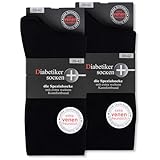 6 Paar Socken mit Komfortbund ohne Gummi & ohne Naht 97% Baumwolle Damen & Herren Diabetiker Socken (Schwarz 39-42)