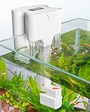 AQQA Aquarium Filter, Doppelter Wasserfall Leise Hang on Filter, 200L/h Einstellbarer Außenfilter Aquarium mit 3-stufiger Filtration, für Aquarienhöhen unter 30cm, 4W