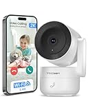 VEEZOOM 4MP WLAN Kamera Indoor, 360° PTZ Kamera Überwachung Innen, 2.4G WiFi Baby/Haustier Innenkamera, HD-Nachtsicht, KI Personenerkennung, One-Touch-Anruf, Automatische Verfolgung, 504D
