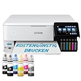 Epson EcoTank ET-8500 3-in-1 Tinten-Multifunktionsgerät (12 GB, Kopie, Scan, Druck, A4, 5 Farben, Fotodruck, Duplex, WiFi, Ethernet, Display , USB 2.0), Tintentank, weiss