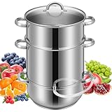 VIVOHOME Dampfentsafter aus Edelstahl für Obst und Gemüse Entsafter Kochtopf 10L mit Deckel aus gehärtetem Glas geeignet für Herdarten Induktion (11 Quart)