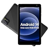 BAKEN 7 Zoll Tablet, Android 14 Tablet with 8GB RAM+64GB ROM 1 TB Erweiterung, Qcta Core Prozessor Tablets PC, 600 x 1024 IPS HD Bildschirm, 3500mAh Akku, Dual Kamera, WiFi (Schwarz)