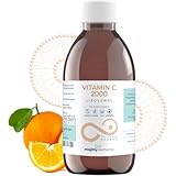 Mighty Elements Liposomales Vitamin C 2000 mg hochdosiert, Orange Geschmack, Immunsystem, Vegan, Glutenfrei & Laktosefrei, Flüssig 250 ml, Glasflasche