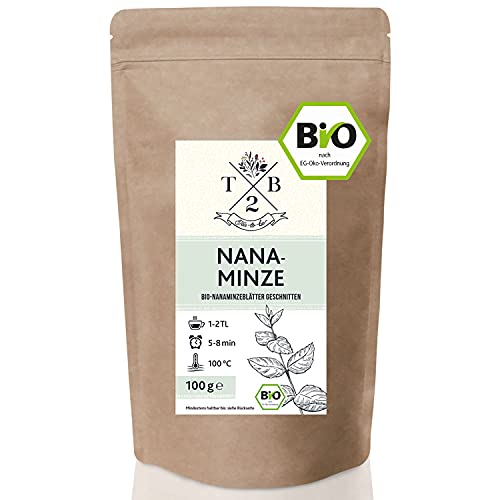 Nana-Minze BIO-Tee geschnitten in Bio-Qualität mit loser Nanaminze (Spearmint, marokkanische Minze),100g | Tea2Be