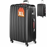 Monzana® Koffer Handgepäck ABS HardCase Gehäuse gummierte Rollen Teleskopgriff Zahlenschloss Reisekoffer Hartschalenkoffer Trolley Schwarz XL