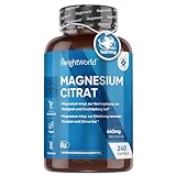 Magnesiumcitrat - 240 vegane Magnesium Kapseln - 1480mg reines Magnesium Citrat mit 440mg elementarem Magnesium - Sport Elektrolyte für Ihr Training & Fitness - Magnesiumcitrat Pulver - WeightWorld