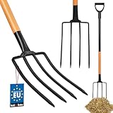 KOTARBAU® Spatengabel mit 4 Zinken Forke mit Stahlstiel 130 cm Heugabel mit D-Griff Mistforke Grabegabel Mistgabel Gartengabel Gartenforke Gartenpflege Gartengeräte Gartenwerkzeug