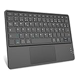 Fintie Kabellose Bluetooth Tastatur mit Touchpad, Deutsch Layout für iPad, Samsung, Lenovo Tablets, iPhone, Smartphone, iOS, Android-Tablets, Schwarz