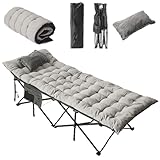 Flycoop Feldbett Klappbar mit Matratze und Kissen Campingbett 71cm/81cm Klappbett Camping Bett 204 kg Reisebett Erwachsene Gästebett für Garten Innen Outdoor Camping