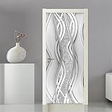 Türtapete Selbstklebend 95X210 Weißsilberne Tür Türtapete Selbstklebend Türposter,Fototapete Selbstklebend 3D Pvc Türaufkleber Diy Türbild,Türfolie Poster Tapete