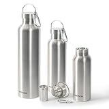 wenco Premium Edelstahl Trinkflasche 1 L, Silber