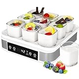 Joghurtbereiter, Griechischer Joghurtmaschine mit Temperatur- und Timer, Automatischer Digitaler Yogurt Maker mit 9 Gläsern, Perfekt für den Heim-Bio-Joghurt, Käse-/Natto-Zubereiter, BPA-frei, 40 W