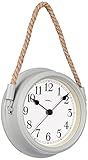 Technoline WT7130 Lifestyle Wanduhr WT 7130, Dekorative Wanduhr, Nostalgie, Maritim, mit Kordel, grau, 22 cm