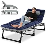 Ryuhic Klappbar Sonnenliege Gartenliege, 68cm Breite 200kg Loading mit Matratze und Kopfstütze Klappbar Liegestuhl, Relaxliege für Balkon, Strande, Garten, Kann als Campingbett und Gästebett