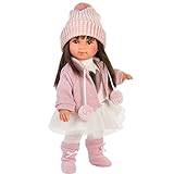 Llorens 1053528 Puppe Sara mit brünetten Haaren und braunen Augen, Fashion Doll mit weichem Körper, inkl. trendigem Outfit, 35cm