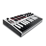 AKAI Professional MPK Mini MK3 – 25-Tasten USB MIDI Keyboard Controller, 8 hintergrundbeleuchtete Drum Pads, 8 Regler, Musikproduktion-Software, Farbe Weiß