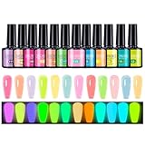 Gel-Nagellack, fluoreszierend, im Dunkeln – Nagellack für Maniküre – 12 Stück für Kosmetikerinnen und besondere Anlässe