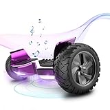 ELEKGO 8,5 Zoll Hoverboard, geländegängiger, selbstausgleichender Offroad-Roller mit Bluetooth-LED-Licht und APP für Jugendliche und Erwachsene (Purple)