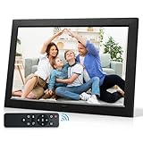 Digitaler Bilderrahmen, 10 Zoll Elektronischer Bilderrahmen, 1280 x 800 IPS unterstützt USB- oder SD-Karte (128G) Foto/Musik/Video Player/Kalender/Alarm/Auto-Rotat, Schlichtes Systemdesign