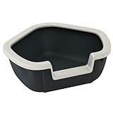 Ferplast Ecktoilette für Katzen offene Katzentoilette DAMA Eckkatzentoilette, widerstandsfähiger Kunststoff, abnehmbarer Rahmen, 57,5 x 51,5 x H 22 cm schwarz