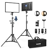 RALENO LED Videoleuchte, 2 Pack 384 LED Sanftes Video Streaming Licht mit 180cm Stativ Handyhalter 8000mAh-Akku 3200-5600K 0-100% Dimmbar Fotolicht CRI95 für YouTube TikTok Fotografie Videobeleuchtung